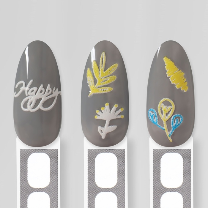 Наклейки для ногтей «Листья», объёмные, цвет белый/жёлтый/голубой Наклейки для ногтей «Листья», объёмные, цвет белый/жёлтый/голубой