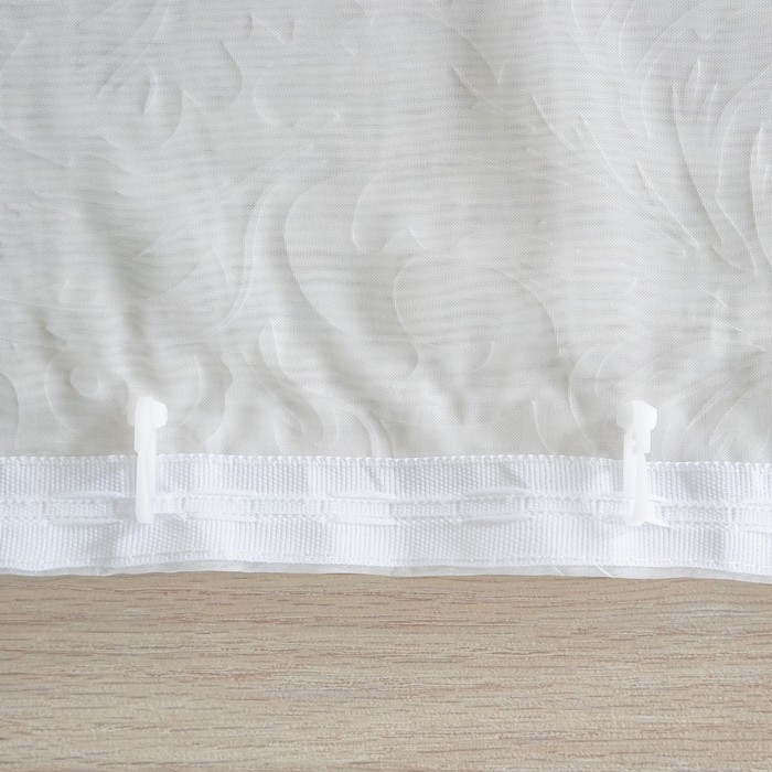 Штора-тюль Witerra с тиснением вензель 200х260см, молочный, вуаль, пэ100%