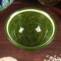 Пиала чайная Риштанская керамика "Узоры" большая, зелёная, 11 см Пиала чайная Риштанская керамика "Узоры" большая, зелёная, 11 см