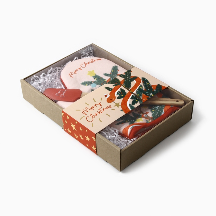 Набор подарочный Доляна "Christmas": варежка-прихватка, лопатка силикон