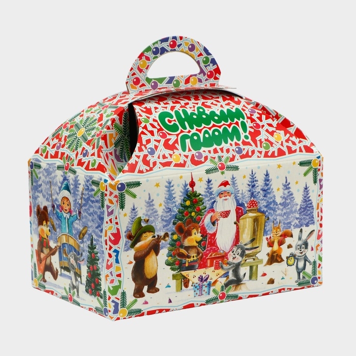 Новый год. Подарочная коробка Новый год. Подарочная коробка "Лесные непоседы в красном" Ларец малый 18,5 x 12,5 x 19см.