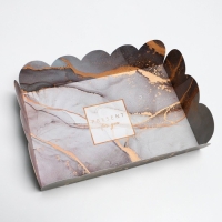 Коробка для печенья, кондитерская упаковка с PVC крышкой, &laquo;Мрамор&raquo;, 20 х 30 х 8 см