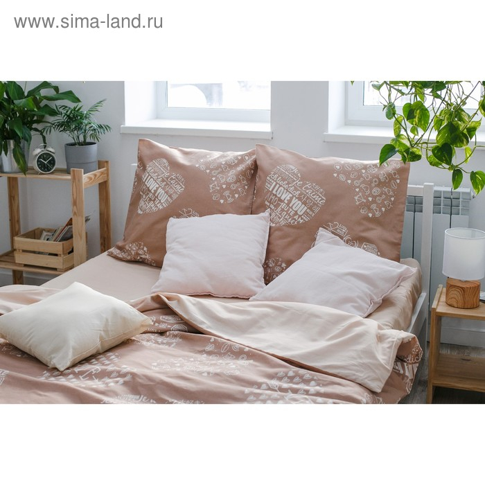 Постельное бельё "Этель" 2 сп Te amo (вид 3) 175 х 215 см, 200 х 220 см, 70 х 70 - 2 шт, бязь