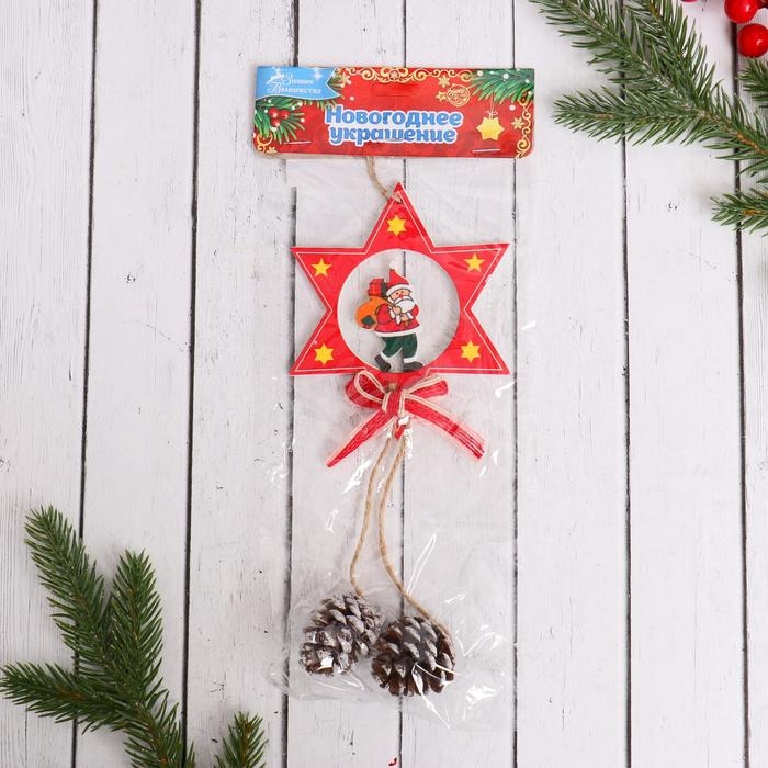 Украшение ёлочное Украшение ёлочное "Звёздочка с шишками" Дед Мороз с подарками 9х21 см
