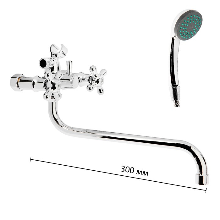 Смеситель для ванны Onix A1111, длина излива 30 см, керамические кран-буксы, хром Смеситель для ванны Onix A1111, длина излива 30 см, керамические кран-буксы, хром