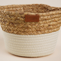 Корзина для хранения ручного плетения SL Home, с ручками, камыш, хлопок, 27&times;20&times;15 см