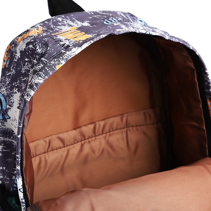 Рюкзак школьный из текстиля на молнии, 3 кармана, цвет серый Рюкзак школьный из текстиля на молнии, 3 кармана, цвет серый