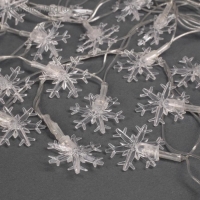 Гирлянда «Нить» 5 м с насадками «Снежинки большие», IP20, прозрачная нить, 20 LED, свечение мульти (RG/RB), мигание, 220 В Гирлянда «Нить» 5 м с насадками «Снежинки большие», IP20, прозрачная нить, 20 LED, свечение мульти (RG/RB), мигание, 220 В