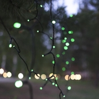 Гирлянда &laquo;Нить&raquo; 20 м, IP44, тёмная нить, 200 LED, свечение зелёное, 8 режимов, 220 В