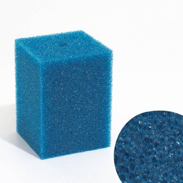 Губка прямоугольная для фильтра № 13, крупнопористая, 12 х 12 х 16 см, синяя Губка прямоугольная для фильтра № 13, крупнопористая, 12 х 12 х 16 см, синяя