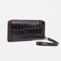 Кошелёк женский на молнии, с ручкой, цвет коричневый Кошелёк женский на молнии, с ручкой, цвет коричневый