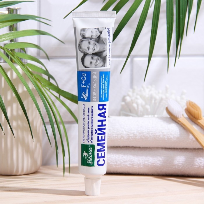 Зубная паста Весна Семейная фтор + кальций, 90 г Зубная паста Весна Семейная фтор + кальций, 90 г