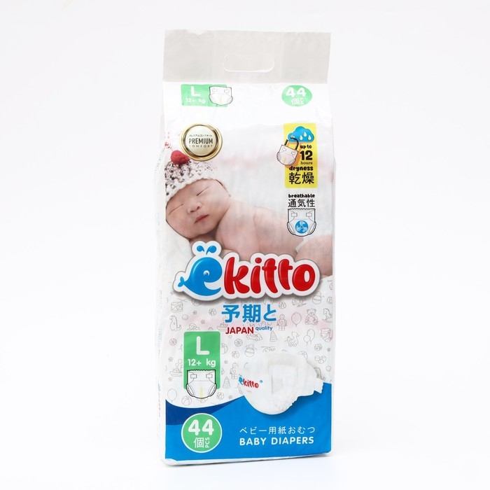 Подгузники на липучках Ekitto L 12 кг 44 шт Подгузники на липучках Ekitto L 12 кг 44 шт