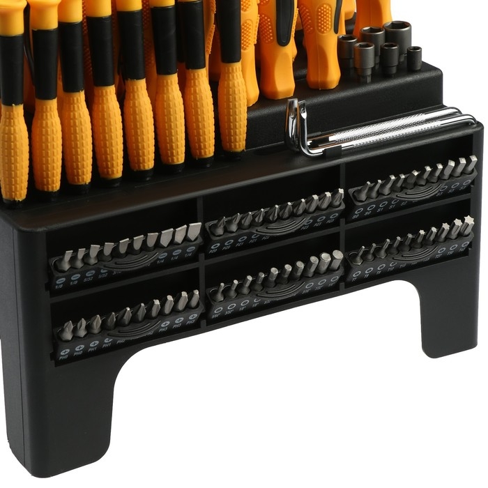 Набор профессиональных отверток и бит DEKO SS100 с удобной подставкой, 100 предметов Набор профессиональных отверток и бит DEKO SS100 с удобной подставкой, 100 предметов