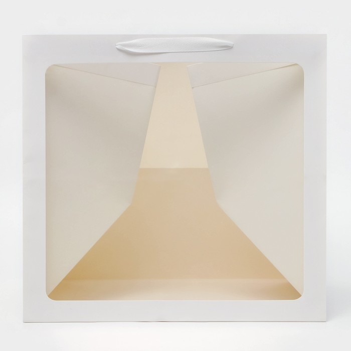 Пакет крафт с квадратным дном и окном  40 Х 40 Х 40 см белый, 1шт.