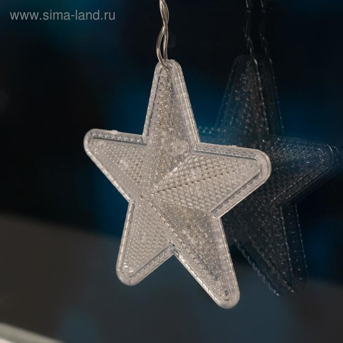 Гирлянда &laquo;Бахрома&raquo; 2.4 &times; 0.9 м с насадками &laquo;Звёздочки&raquo;, IP20, прозрачная нить, 186 LED, свечение мульти, 8 режимов, 220 В