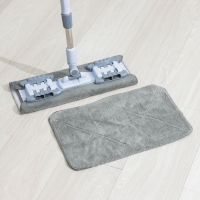 Швабра для мытья пола плоская Доляна, 2 насадки из микрофибры, телескопическая стальная ручка, 41&times;15&times;92(136) см