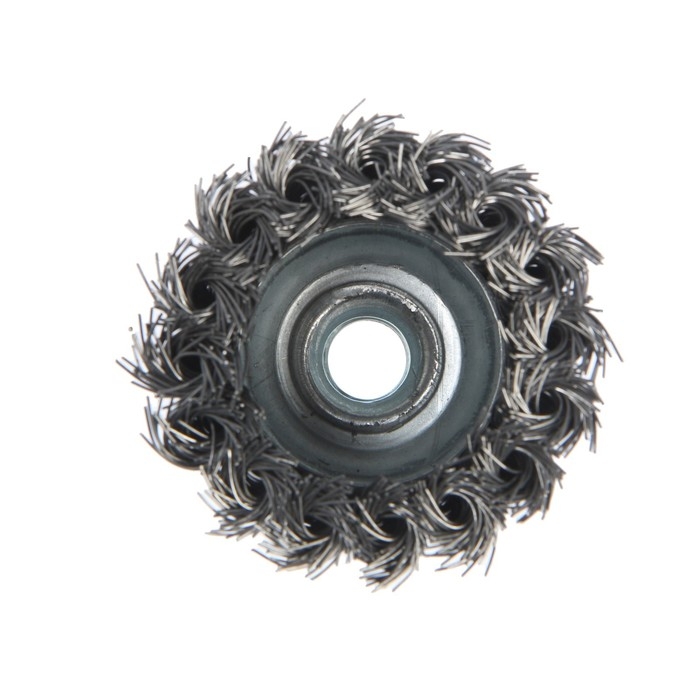 Щетка металлическая для УШМ ТУНДРА, крученая проволока, "чашка", М14, 65 мм