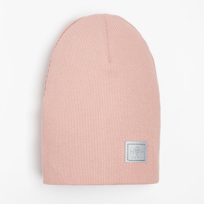 Шапка для девочки, цвет пудра, размер 54-58