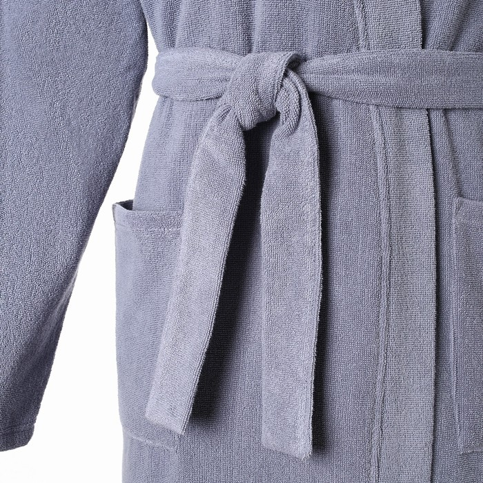 Халат махровый Экономь и Я, мужской размер 56-58 цвет серый, 100% хлопок с AIRO, 320 г/м2