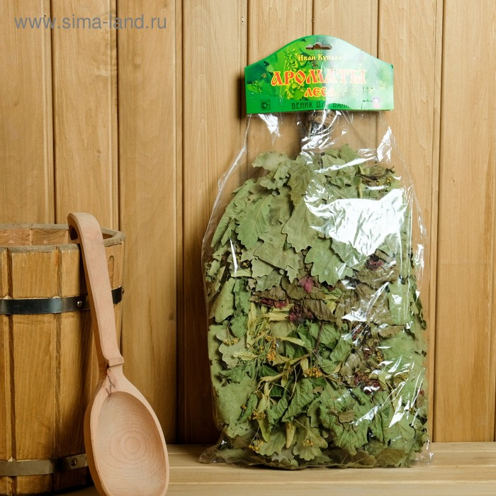 Веник для бани дубовый Веник для бани дубовый "Ароматы леса" с травами, в индивидуальной упаковке