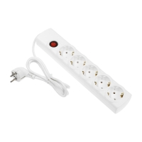 Сетевой фильтр Luazon Lighting, 5 розеток, 1.5 м, 2200 Вт, 3х0.75 мм2, 10 A, 220 В, c предохранителем, белый