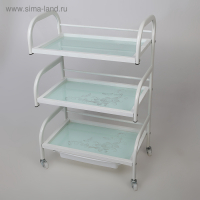 Столик косметолога 52×32×80, на колеса×, 3 полки, цвет белый (РИСУНОК НА СТЕКЛЕ МИКС) Столик косметолога 52×32×80, на колеса×, 3 полки, цвет белый (РИСУНОК НА СТЕКЛЕ МИКС)