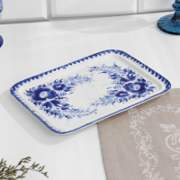 Поднос &laquo;Цветочный&raquo;, 23х17х2 см, гжель