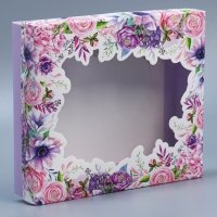 Коробка подарочная, упаковка, &laquo;Цветы&raquo; , 23.5 х 20.5 х 5.5 см