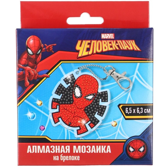 Алмазная мозаика на брелоке, 6.5х6.3 см, Человек-паук Алмазная мозаика на брелоке, 6.5х6.3 см, Человек-паук