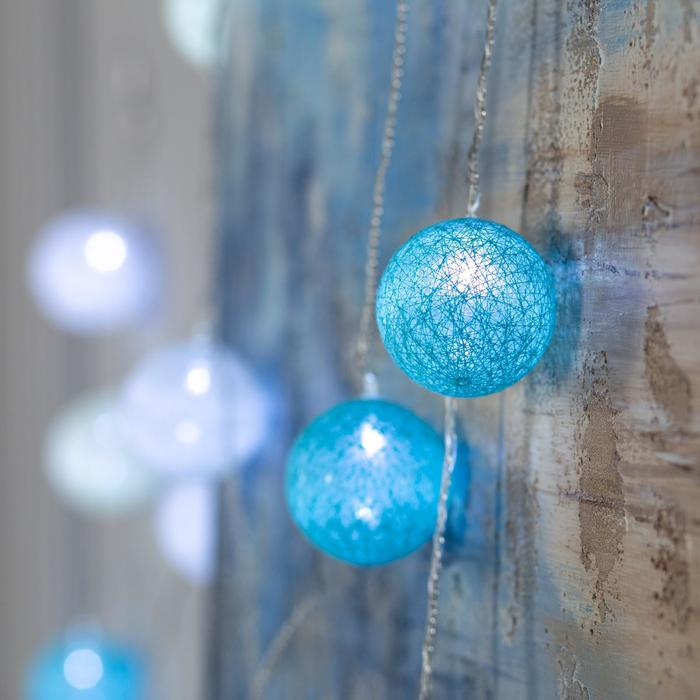 Гирлянда &laquo;Нить&raquo; 5 м с насадками &laquo;Клубки пастельные&raquo;, IP20, прозрачная нить, 20 LED, свечение белое, 220 В