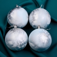 Набор шаров пластик d-8 см, 4 шт "Туман" голубой Набор шаров пластик d-8 см, 4 шт "Туман" голубой