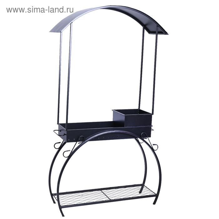 Мангал кованый, с дровяником и крышей, 35 кг, толщина металла  2,5 мм, 90 х 32 х 202 см
