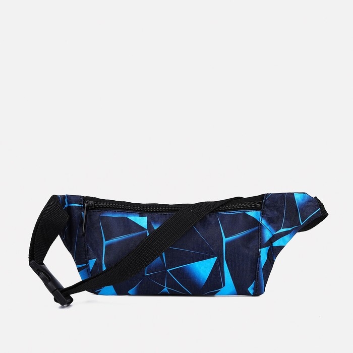 Поясная сумка на молнии, наружный карман, разъем для USB, цвет синий Поясная сумка на молнии, наружный карман, разъем для USB, цвет синий