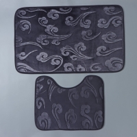 Коврики для ванной и туалета Доляна &laquo;Грация&raquo;, 2 шт: 40&times;50 см, 50&times;80 см, цвет серый