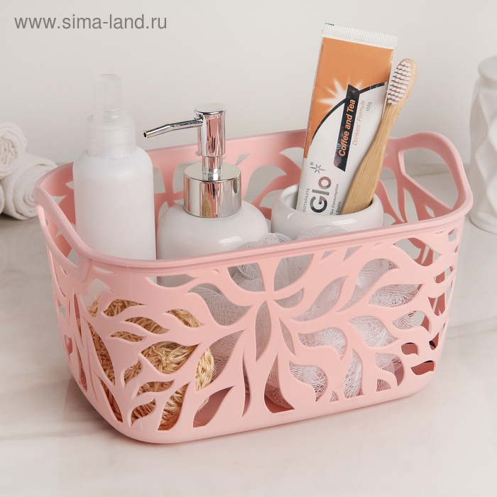 Корзинка для хранения &laquo;Листья&raquo;, пластик, 23,5&times;16,5&times;13,5 см, цвет МИКС