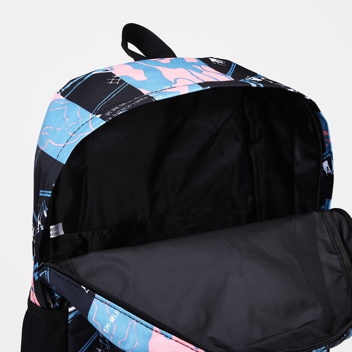 Рюкзак школьный из текстиля на молнии, 3 кармана, цвет розовый/голубой Рюкзак школьный из текстиля на молнии, 3 кармана, цвет розовый/голубой