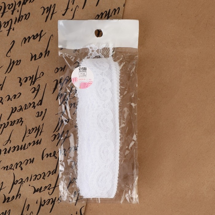 Кружево капроновое, 23 мм × 10 ± 1 м, цвет белый Кружево капроновое, 23 мм × 10 ± 1 м, цвет белый