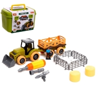 Конструктор винтовой &laquo;Трактор с прицепом&raquo;, с отвёрткой, и аксессуарами