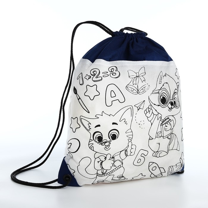 Мешок для обуви под раскраску «Зверята» 34х40 см, спанбонд Мешок для обуви под раскраску «Зверята» 34х40 см, спанбонд