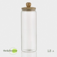 Банка стеклянная для хранения сыпучих продуктов Bella Tenero «Эко», 1,8 л, 10×31 см, с бамбуковой крышкой Банка стеклянная для хранения сыпучих продуктов Bella Tenero «Эко», 1,8 л, 10×31 см, с бамбуковой крышкой
