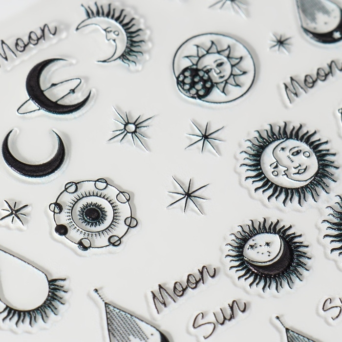 Наклейки для ногтей «MOON», объёмные, цвет чёрный Наклейки для ногтей «MOON», объёмные, цвет чёрный