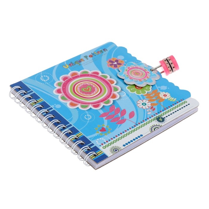 Записная книжка в подарочной коробке, на замочке, А6, 50 листов, линия "Цветы", МИКС