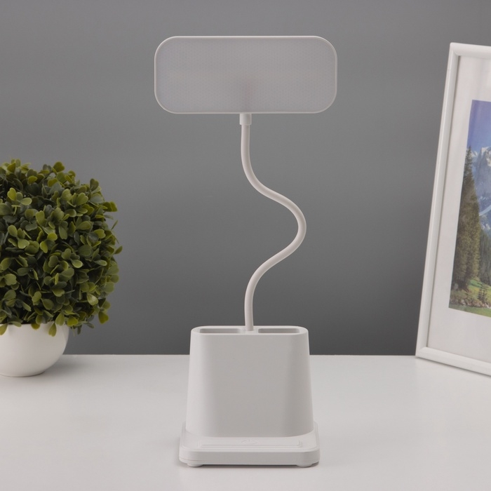 Светильник настольный с подставкой под телефон и ручки, 2 отсека, 5Вт LED USB 2700-6500К