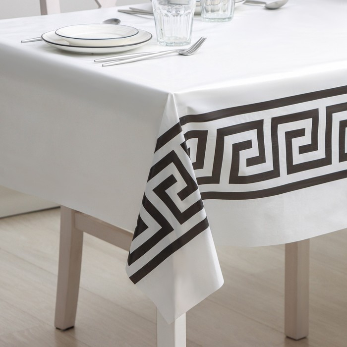 Клеёнка на стол на нетканой основе Доляна &laquo;Стэф&raquo;, ширина 140 см, рулон 20 м, цвет белый