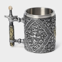Кружка из нержавеющей стали &laquo;Череп с мечом. Хэллоуин&raquo;, 400 мл, цвет серебристый