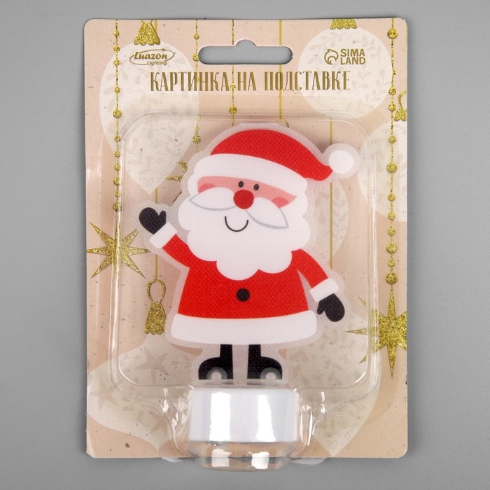 Световая картинка на подставке &laquo;Дед Мороз&raquo; 11 см, батарейки, свечение тёплое белое