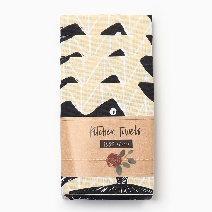 Набор кухонных полотенец Доляна &laquo;Кофе&raquo; 35х60 см - 4 шт, 100% хл