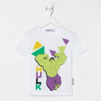 Футболка детская «Халк» Мстители, рост 122-128, белый Футболка детская «Халк» Мстители, рост 122-128, белый