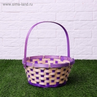 Корзина плетеная, бамбук, 21х21х10/24 см, фиолетовая Корзина плетеная, бамбук, 21х21х10/24 см, фиолетовая